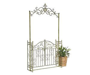 DanDiBo Arco per rose con porta in metallo, larghezza 130 cm, verde 93997 - Arco rotondo resistente alle intemperie