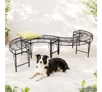 DanDiBo Panca da giardino in metallo resistente alle intemperie, a forma di S, marrone, 96766