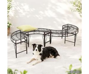 DanDiBo Panca da giardino in metallo resistente alle intemperie, a forma di S, marrone, 96766