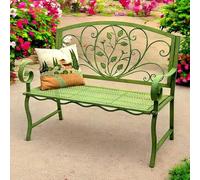 DanDiBo Panca da giardino resistente alle intemperie, 2 posti, in metallo, verde, 110 cm, 96593