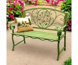DanDiBo Panca da giardino resistente alle intemperie, 2 posti, in metallo, verde, 110 cm, 96593