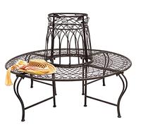 DanDiBo Panchina rotonda in metallo, resistente alle intemperie, marrone, Ø 130 cm, 96003