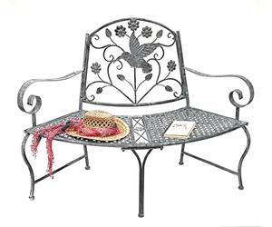 DanDiBo Panchina semicircolare in metallo, resistente alle intemperie, colore grigio, 130 cm, 96013