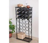 DanDiBo Portabottiglie Metallo Nero Scaffale Portabottiglie da Terra 100 cm Rico per 28 Bottiglie