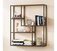 DanDiBo Scaffale da parete in metallo nero, 90 x 75 x 20 cm, 96702, da appendere alla parete, per cucina, soggiorno, moderno