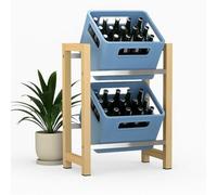 DanDiBo Scaffale per casse di bevande, in legno di bambù, effetto acciaio inox, 96657