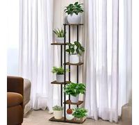 DanDiBo Scaffale per fiori per interni in metallo, nero, 6 ripiani, in legno, 96581