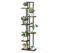 Scaffale porta fiori metallo nero 6 piani legno porta piante 96582 moderno al...