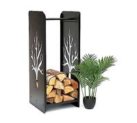 DanDiBo Scaffale per legna da ardere, per interni, in metallo, colore nero, 100 cm, 96428
