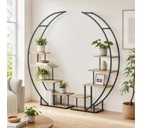 DanDiBo Scaffale per piante da interni, altezza 170 cm, in metallo nero, semicircolare, scala per fiori, grande, rotonda, supporto per piante