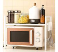 DanDiBo Scaffale regolabile per microonde bianco a 2 livelli, 40-64 cm, per forno a microonde, 96683