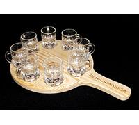 DanDiBo Schnaps rotonda 20 cm con incisione e 8 Bicchieri Liquore a listello di liquore di latte