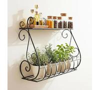 DanDiBo Sebino - Scaffale per erbe aromatiche, da cucina, da balcone, da parete, in metallo, colore nero, 50 cm