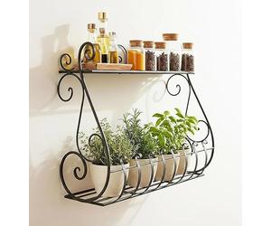 DanDiBo Sebino - Scaffale per erbe aromatiche, da cucina, da balcone, da parete, in metallo, colore nero, 50 cm