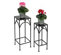 DanDiBo Set di 2 sgabelli per fiori in metallo nero rettangolare 96132