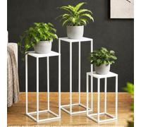 DanDiBo Set di 3 supporti per fiori in metallo bianco, rettangolare, 96482, set da 3 pezzi