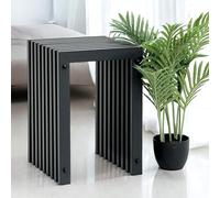 DanDiBo Sgabello a doghe in metallo, nero, rettangolare, base 45 cm, massiccio, moderno, con doghe (altezza 45 cm/M)