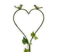 DanDiBo Supporto per rampicanti a forma di cuore, verde, con uccelli, 96018, in metallo, 104 cm, spina per traliccio