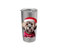 Dandie Dinmont Terrier Cane Con Cappello di Babbo Natale Proprietario Di Natale Bicchiere termico in acciaio inox doppia parete