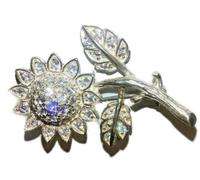 Danecraft 925 Sterling silver CZ Sun Flower Brooch Pin di Qualità Nuova