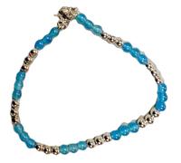 Danecraft Logo Bracciale Semi Precious Blu Onice Argento Sterling Pieno Perline