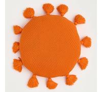 DANETI Grazioso cuscino rotondo morbido con nappe, soffice decorazione per la casa, in cotone, cuscino per auto, divano, sedia, cuscini posteriori lavorati a maglia, arancione