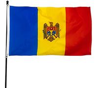 DANF - Bandiera della Moldavia in poliestere spesso 0,9 x 1,5 m, resistente allo sbiadimento, occhielli in ottone, testata in tela, bandiera nazionale della Repubblica di Moldavia, con 9 x 1,5 m