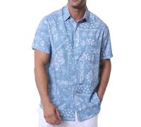 Danfiki Camicia Hawaiana Fiori Uomo a Maniche Corte Collo Botton-Down da Uomo Camicia da Uomo Hawaiana Stampa Hawaiana
