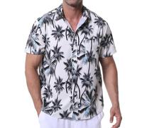 Danfiki Camicia Hawaiana Fiori Uomo a Maniche Corte Collo Botton-Down da Uomo Camicia da Uomo Hawaiana Stampa Hawaiana