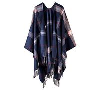 Danfiki Donna Mantella Poncho Reversibile Scialle Stampato Cardigans Con Apertura Frontale, Taglia unica