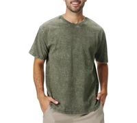 Danfiki - Magliette da uomo oversize, stile vintage, con lavaggio, vestibilità ampia, a maniche corte, per abbigliamento da strada, Verde militare, L