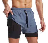 Danfiki Pantaloncini Sportivi da Uomo Running Shorts Asciugatura Rapida con Tasca per Jogging Tennis Fitness Allenamento 2 in 1,Blu Cobalto,S