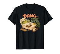 Dang Monday Rana già con caffè Relatable Lunedi Frog Maglietta