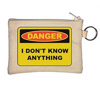 Danger I Don't Know Anything Portachiavi Portamonete Beige