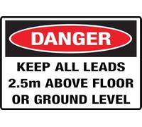 Danger Keep All Leads 2,5 m sopra il pavimento o il livello del suolo 15,2 x 20,3 cm, design elegante e prominente, perfetto per porte di casa, ufficio, porte, pareti, finestre