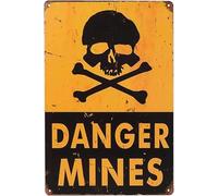 Danger Mines - Targa in metallo resistente alle intemperie in alluminio, decorazione da parete per l'inaugurazione della casa, idea regalo, decorazione da parete, 20 x 30 cm