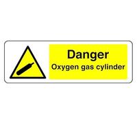 Danger Oxygen Gas Cylinder - Pannello di sicurezza - Plastica rigida da 1,2 mm per uso interno ed esterno (150 mm x 50 mm) Distanza di visualizzazione fino a 3 m.