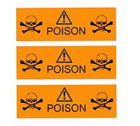 Danger Poison Stickers Labels, 1,2 x 3,8 cm, arancione fluorescente con veleno nero, adesivi di sicurezza, 500 etichette su un rotolo