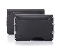 Dango D03 Dapper Bifold EDC Wallet - Made in USA - Vera Pelle, Sottile, Minimalista, Metallo, Blocco RFID, Jet Black/Satin Silver, Portafoglio sottile da uomo