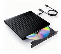 DANGZW Unità DVD CD esterna, USB 3.0 e Tipo-C portatile CD DVD +/-RW ROM, masterizzatore CD, lettore per PC portatile, compatibile con Windows 11/10/8/7/XP/Vista, Linux MacOS (nero)