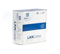 DANICOM Cavo esterno in rotolo UTP CAT6A, 100 m, PE (Fca), POE, Ethernet, LAN, patch, cavo dati, RJ45, per armadi server, interruttori, router, modem