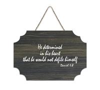 Daniel 1:8 He Determined in His Heart That He Would Not Defile Himself, cartello in legno 15,2 x 25,4 cm, con dedica della Bibbia, da appendere alla parete, per porta d'ingresso, soggiorno, cucina