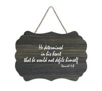 Daniel 1:8 He Determined in His Heart That He Would Not Defile Himself, cartello in legno stampato rustico da parete con citazioni, poster per ufficio, nuova decorazione per la casa, 15,2 x 25,4 cm