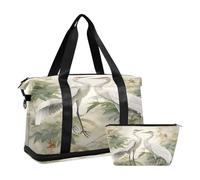 Daniel Crane - Borsone sportivo da viaggio, con tasca bagnata, scomparto per scarpe e articoli da toeletta, motivo foglie verdi, per donna e uomo, Multi