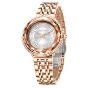 Daniel Hechter Paris Palais-Royal Collection DHW2003 - Orologio analogico da donna, con quadrante in vetro diamantato e cinturino in acciaio inossidabile, bianco, casual