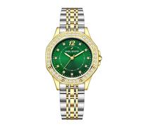 Daniel Hechter Paris Vendome Collection Orologio analogico da donna con lunetta tempestata di cristalli, accenti di cristallo e cinturino in acciaio inossidabile, Verde