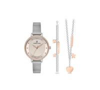 Daniel Klein DK.1.13022 - Orologio da donna, bracciale e collana, accessorio da donna, gioiello a forma di cuore, orologio da polso, in vimini, regalo per donne, Argento rosa, Bracciale