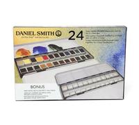 Daniel Smith Color Hand Poured Pan Set with BONUS Metal Box and Empty Half Pans, 24 Unità (Confezione da 1)