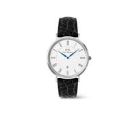 Daniel Wellington Classic 40mm numeri romani data nero coccodrillo pancia argento - orologio da uomo in acciaio inox cinturino in pelle