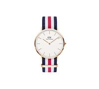 Daniel Wellington Classic Canterbury Orologio Uomo, 40mm, in NATO, Blu/Bianco/Rosso/Oro Rosato